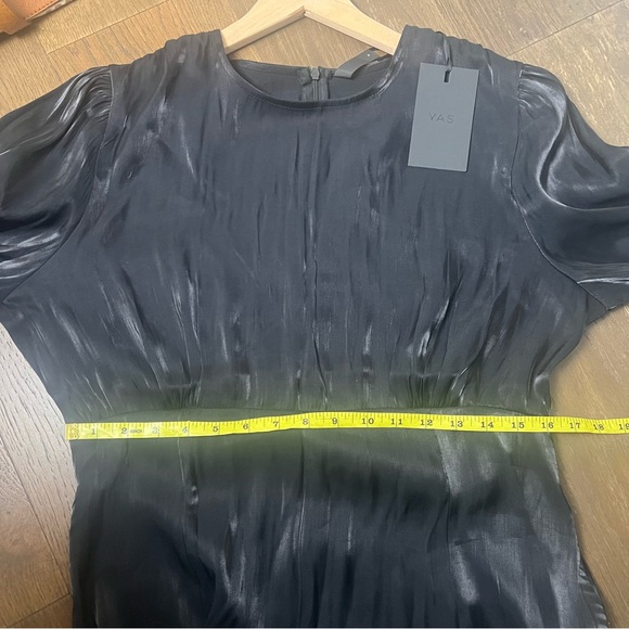 Y.A.S Shine silky lace trim mini dress in black SZ XL - Picture 8 of 11